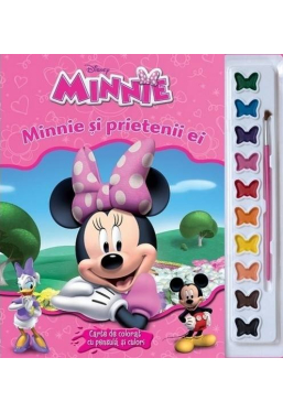 Minnie si prietenii ei. Carte de colorat cu pensula si culori