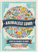 Animalele lumii. Carte de colorat cu harti
