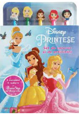 DISNEY. PRINTESE. SET DE PICTAT SI DE ACTIVITATI. 5 creioane, 5 radiere + peste 30 de activitati