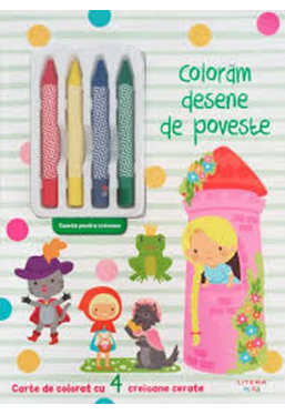 COLORAM DESENE DE POVESTE. Carte de desenat cu 4 creioane cerate