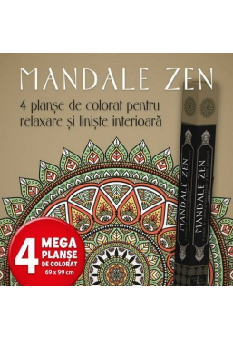 Mandale zen 4 planse de colorat pentru relaxare si liniste interioara